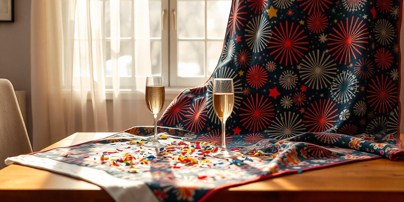 A new year's day quilt with champagne glasses